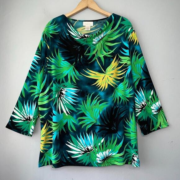Studio Works Plus Size 1X Skirt Top Outfit Tropical Travel Stretch Knit Resort - Picture 9 of 16